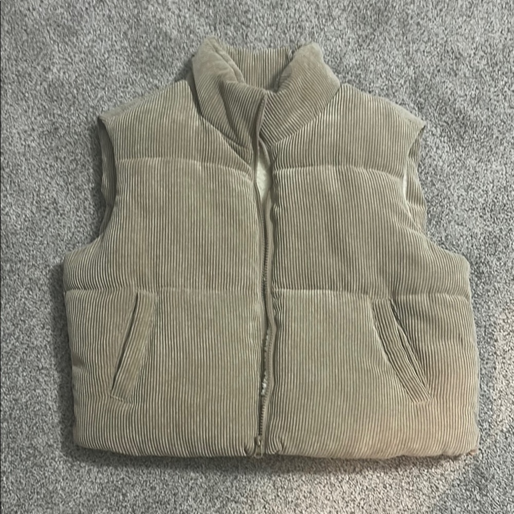 Ci Sono Tan Corduroy Puffer Vest